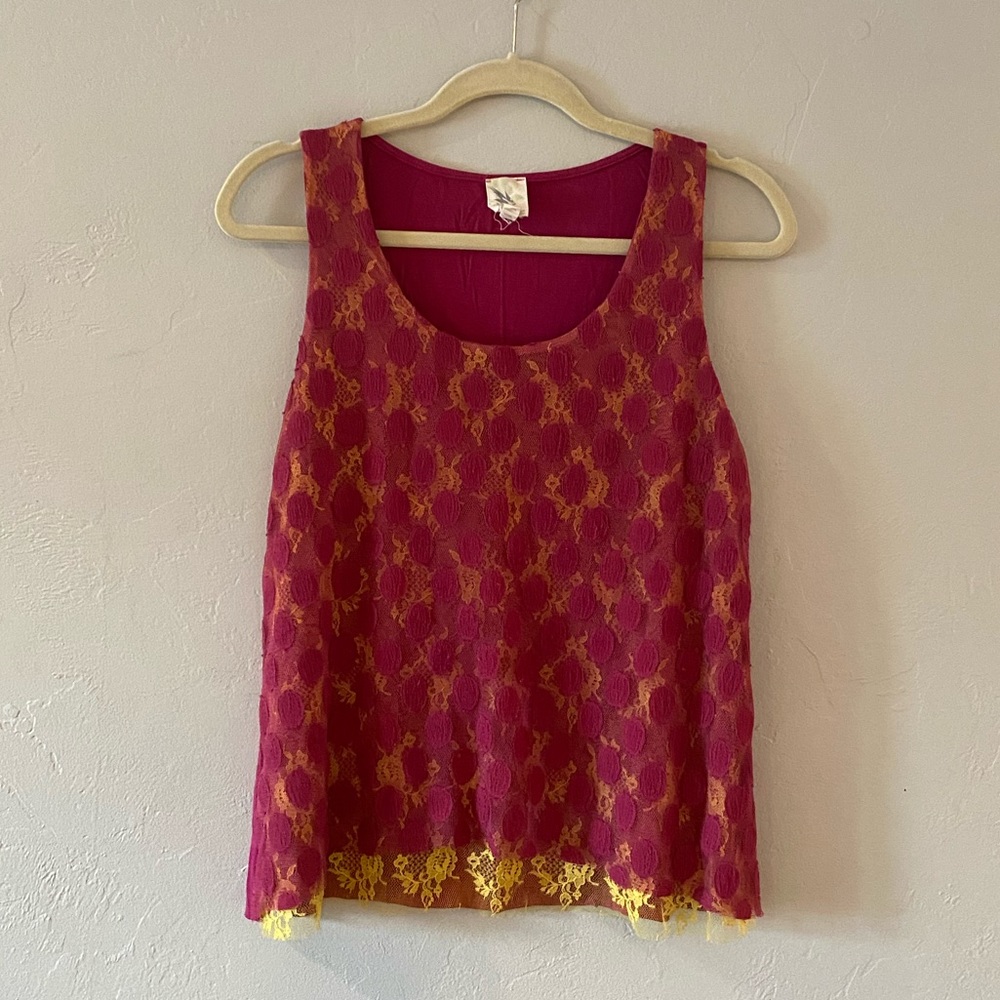 Anthropologie Lace Overlay Tank Top